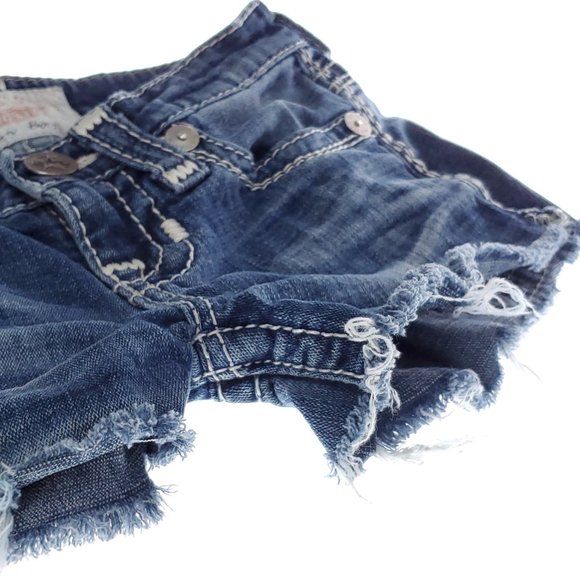Big Star Liv Distressed Raw Hem Denim Shorts - Picture 3 of 11